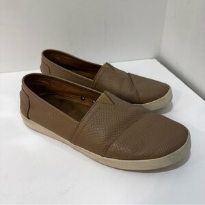 Toms Tan Devon Taupe Snakeskin Slip-On Loafers Sneakers Size 10